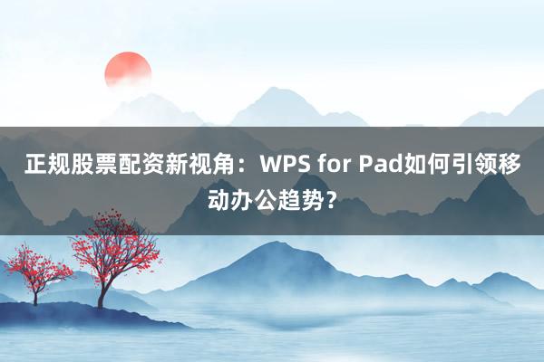 正规股票配资新视角:WPS for Pad如何引领移动办公趋势?
