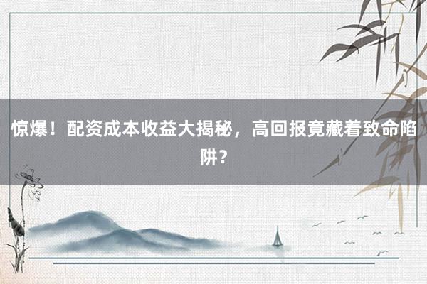 惊爆！配资成本收益大揭秘，高回报竟藏着致命陷阱？