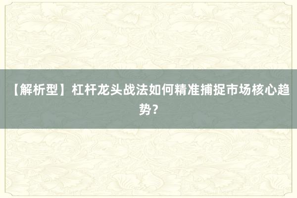 【解析型】杠杆龙头战法如何精准捕捉市场核心趋势？