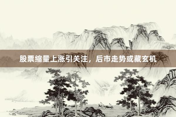 股票缩量上涨引关注，后市走势或藏玄机