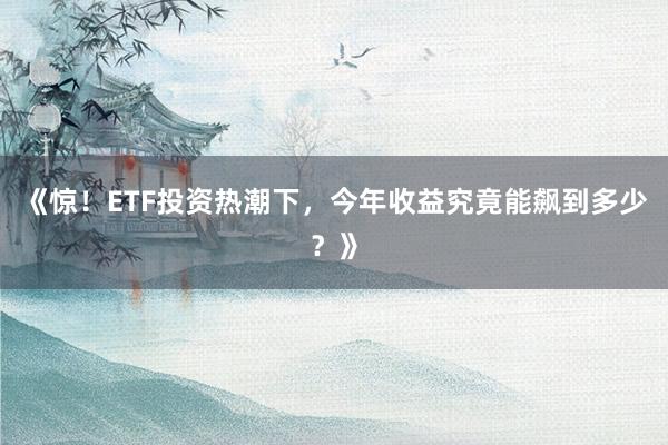 《惊！ETF投资热潮下，今年收益究竟能飙到多少？》