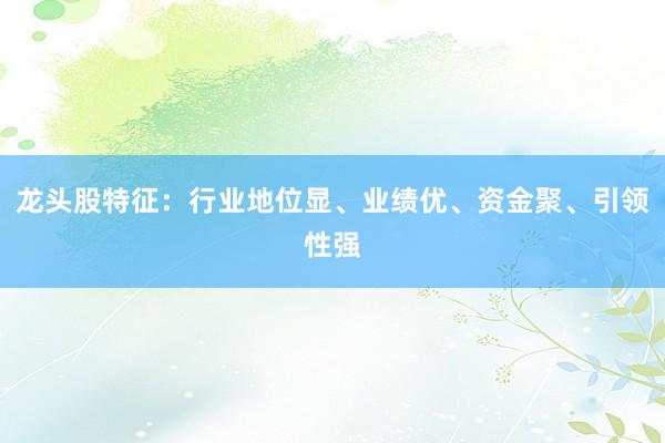 龙头股特征：行业地位显、业绩优、资金聚、引领性强