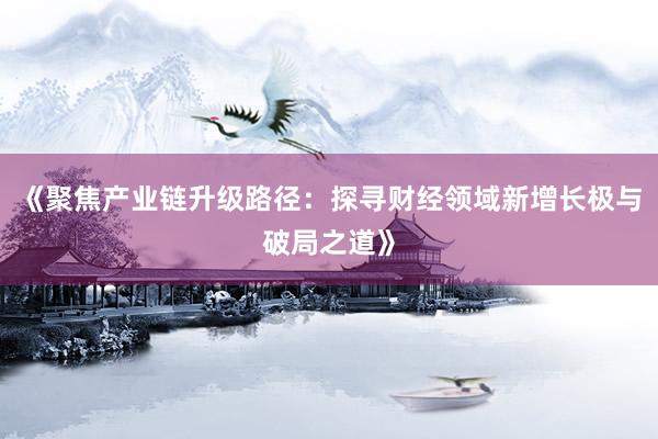 《聚焦产业链升级路径：探寻财经领域新增长极与破局之道》