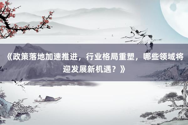 《政策落地加速推进，行业格局重塑，哪些领域将迎发展新机遇？》