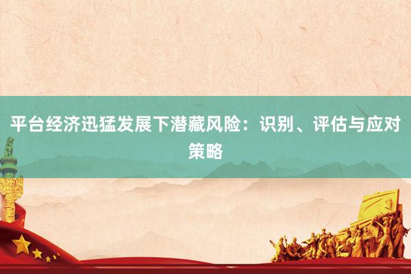 平台经济迅猛发展下潜藏风险：识别、评估与应对策略
