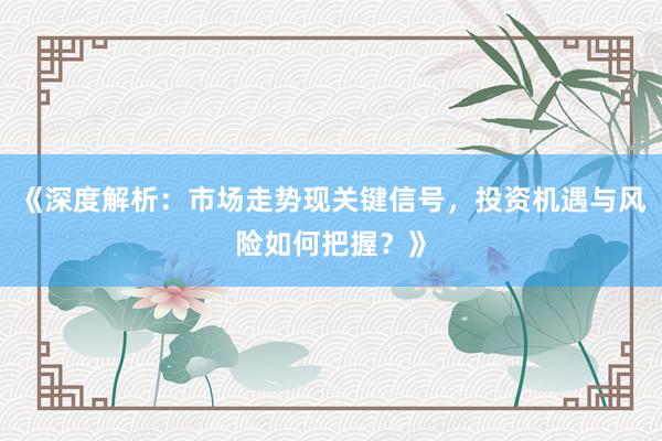 《深度解析：市场走势现关键信号，投资机遇与风险如何把握？》