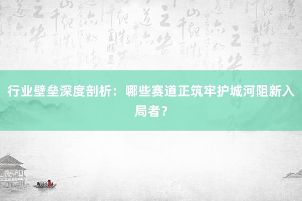 行业壁垒深度剖析：哪些赛道正筑牢护城河阻新入局者？