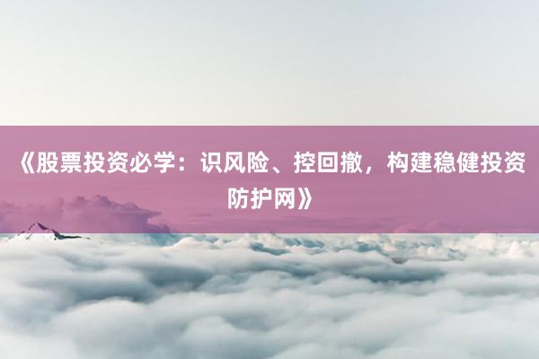 《股票投资必学：识风险、控回撤，构建稳健投资防护网》