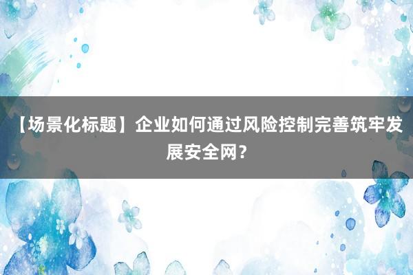 【场景化标题】企业如何通过风险控制完善筑牢发展安全网？