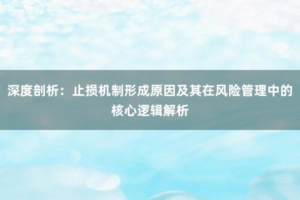 深度剖析：止损机制形成原因及其在风险管理中的核心逻辑解析