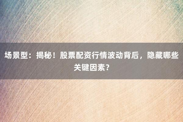 场景型：揭秘！股票配资行情波动背后，隐藏哪些关键因素？