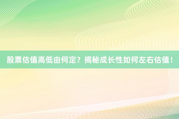 股票估值高低由何定？揭秘成长性如何左右估值！