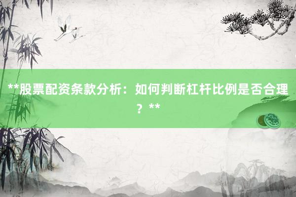 **股票配资条款分析：如何判断杠杆比例是否合理？**