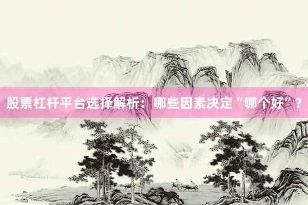股票杠杆平台选择解析：哪些因素决定“哪个好”？