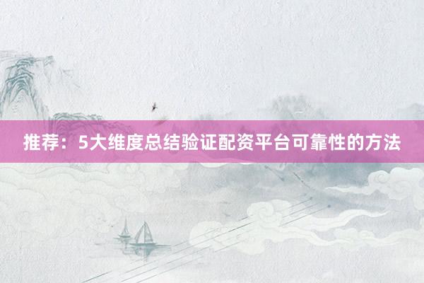 推荐：5大维度总结验证配资平台可靠性的方法